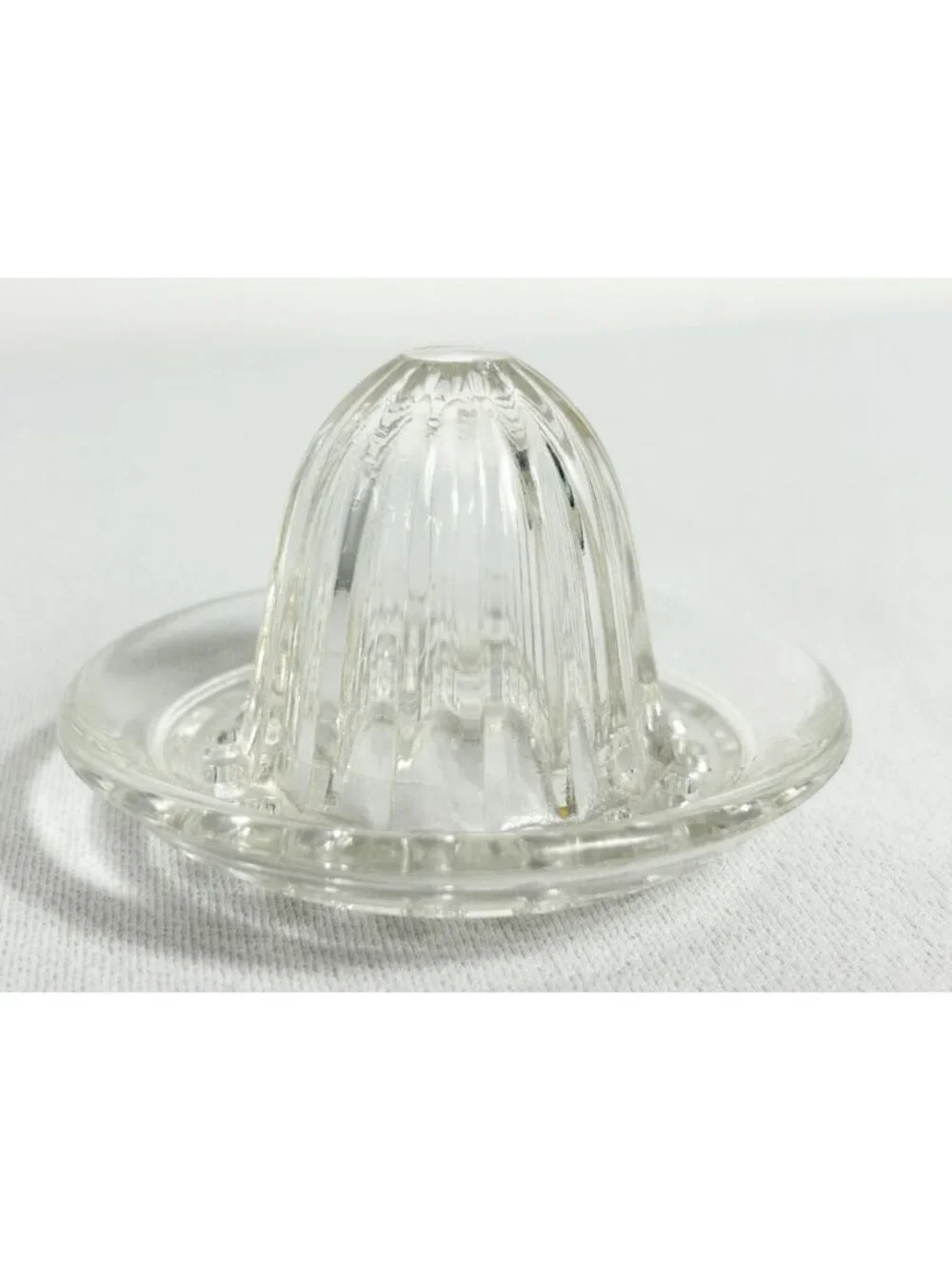 Vintage 2-Piece Clear Glass Citrus Juicer Reamer with Dual Handles & Pour Spout